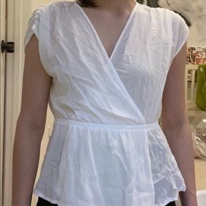 White V-Neck Blouse/Cover-Up